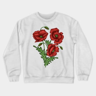 Poppies Floral Art Crewneck Sweatshirt